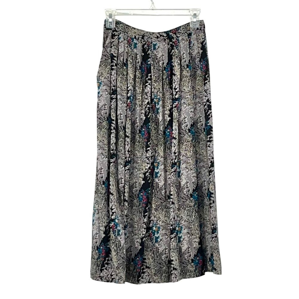Vintage Code 7 New York Skirt Size 9 Black Gray Blue Red Tan Floral Pockets Used - Picture 1 of 14